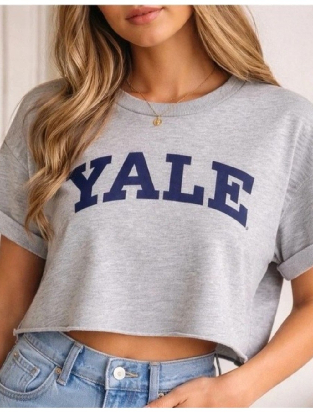Grey Yale Crop Tee Snall